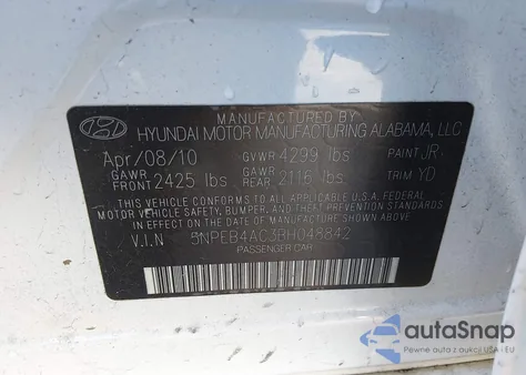 2011 Hyundai Sonata Gls from USA, damaged, VIN 5NPEB4AC3BH048842